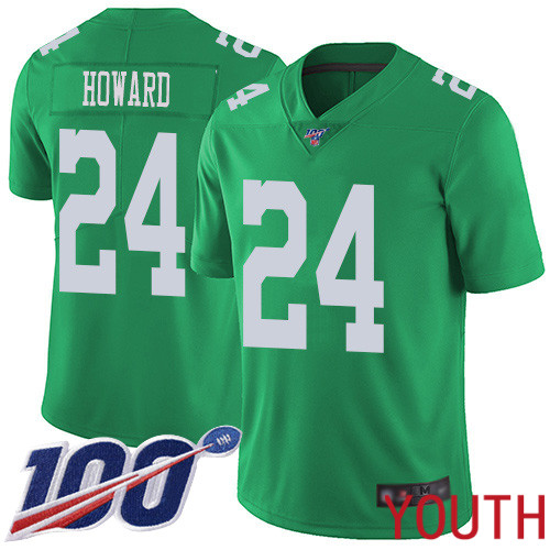 Youth Philadelphia Eagles 24 Jordan Howard Limited Green Rush Vapor Untouchable NFL Jersey 100th Season